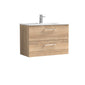 Nuie Arno 800mm Wall Hung 2-Drawer Vanity & Basin 2 - Bleached Oak