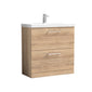 Ryker 800mm Floor Standing 2 Drawer Vanity & Basin 1 - Bleached Oak