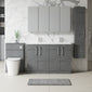 Nuie Arno 1200mm Floor Standing 4-Door Vanity & Double Polymarble Basin - Anthracite Woodgrain