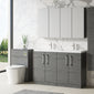 Nuie Arno 1200mm Floor Standing 4-Door Vanity & Double Polymarble Basin - Anthracite Woodgrain