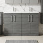 Nuie Arno 1200mm Floor Standing 4-Door Vanity & Double Ceramic Basin - Anthracite Woodgrain