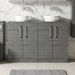 Nuie Arno 1200mm Floor Standing 4-Door Vanity & Worktop - Anthracite Woodgrain - welovecouk