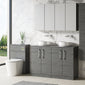Nuie Arno 1200mm Floor Standing 4-Door Vanity & Worktop - Anthracite Woodgrain - welovecouk