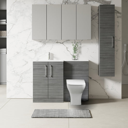  Nuie Arno L-Shaped 1100 Floor Standing Marble Basin Combination Unit - Anthracite with Brava Toilet - welovecouk