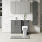 Nuie Arno L-Shaped 1100 Floor Standing Solid Stone Basin Combination Unit - Anthracite with Freya Toilet - welovecouk