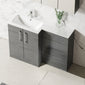 Nuie Arno L-Shaped 1100 Floor Standing Solid Stone Basin Combination Unit - Anthracite with Brava Toilet - welovecouk