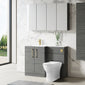 Nuie Arno L-Shaped 1100 Floor Standing Marble Stone Basin Combination Unit - Anthracite with Freya Toilet - welovecouk