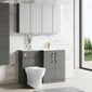 Nuie Arno L-Shaped 1100 Floor Standing Marble Stone Basin Combination Unit - Anthracite with Freya Toilet - welovecouk
