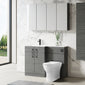 Nuie Arno L-Shaped 1100 Floor Standing Marble Stone Basin Combination Unit - Anthracite with Freya Toilet - welovecouk