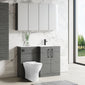 Nuie Arno L-Shaped 1100 Floor Standing Marble Stone Basin Combination Unit - Anthracite with Freya Toilet - welovecouk