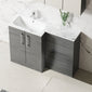 Nuie Arno L-Shaped 1100 Floor Standing Marble Basin Combination Unit - Anthracite with Brava Toilet - welovecouk