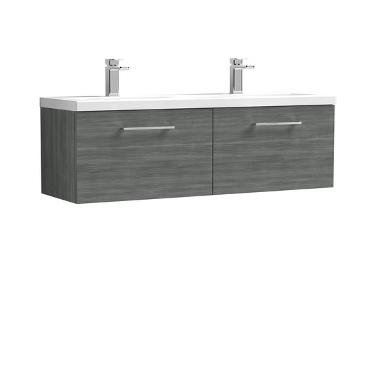  Ryker 1200mm Wall Hung 2 Drawer Vanity & Double Basin - Anthracite