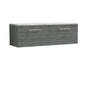 Nuie Arno 1200mm Wall Hung 2-Drawer Vanity & Laminate Worktop - Anthracite Woodgrain