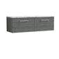 Nuie Arno 1200mm Wall Hung 2-Drawer Vanity & Laminate Worktop - Anthracite Woodgrain