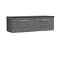 Nuie Arno 1200mm Wall Hung 2-Drawer Vanity & Laminate Worktop - Anthracite Woodgrain