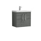 Ryker 600mm Wall Hung 2 Door Vanity & Basin 1 - Anthracite