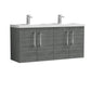 Ryker 1200mm Wall Hung 4 Door Vanity & Double Basin - Anthracite