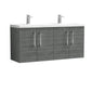 Ryker 1200mm Wall Hung 4 Door Vanity & Double Basin - Anthracite