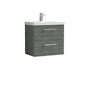 Ryker 600mm Wall Hung 2 Drawer Vanity & Basin 1 - Anthracite