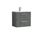 Ryker 600mm Wall Hung 2 Drawer Vanity & Basin 2 - Anthracite