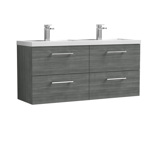  Ryker 1200mm Wall Hung 4-Drawer Vanity & Double Basin - Anthracite