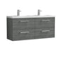 Ryker 1200mm Wall Hung 4-Drawer Vanity & Double Basin - Anthracite