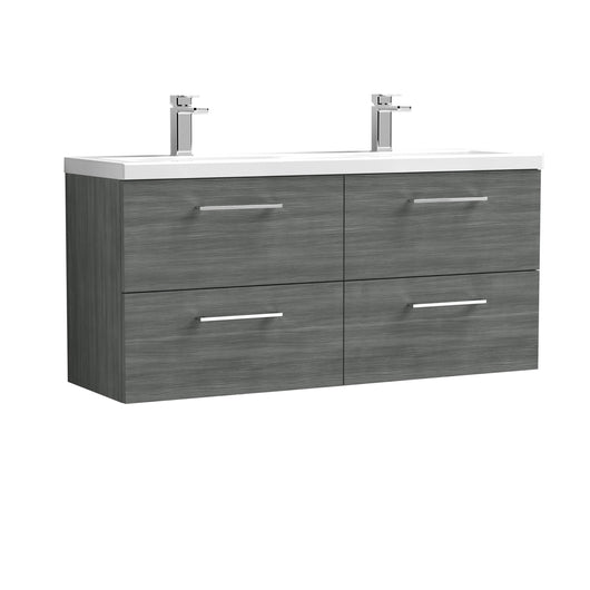  Ryker 1200mm Wall Hung 4-Drawer Vanity & Double Basin - Anthracite