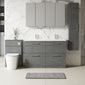 Nuie Arno 1200mm Floor Standing 4-Drawer Vanity & Double Polymarble Basin - Anthracite Woodgrain