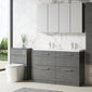 Nuie Arno 1200mm Floor Standing 4-Drawer Vanity & Double Polymarble Basin - Anthracite Woodgrain