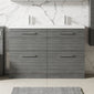 Nuie Arno 1200mm Floor Standing 4-Drawer Vanity & Double Ceramic Basin - Anthracite Woodgrain - welovecouk