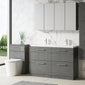 Nuie Arno 1200mm Floor Standing 4-Drawer Vanity & Double Ceramic Basin - Anthracite Woodgrain - welovecouk