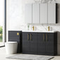 Nuie Arno 1200mm Floor Standing 4-Door Vanity & Double Polymarble Basin - Charcoal Black