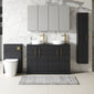 Nuie Arno 1200mm Floor Standing 4-Door Vanity & Worktop - Charcoal Black - welovecouk