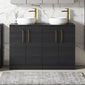 Nuie Arno 1200mm Floor Standing 4-Door Vanity & Worktop - Charcoal Black - welovecouk