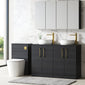 Nuie Arno 1200mm Floor Standing 4-Door Vanity & Worktop - Charcoal Black - welovecouk