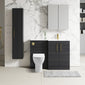 Nuie Arno L-Shaped 1100 Floor Standing Solid Stone Basin Combination Unit - Charcoal Black with Freya Toilet - welovecouk
