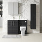 Nuie Arno L-Shaped 1100 Floor Standing Solid Stone Basin Combination Unit - Charcoal Black with Freya Toilet - welovecouk