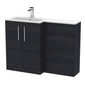 Nuie Arno Floor Standing 1100mm L Shape Combination Unit with Solid Stone Basin - Charcoal Black - welovecouk