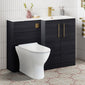 Nuie Arno L-Shaped 1100 Floor Standing Marble Stone Basin Combination Unit - Charcoal Black with Freya Toilet - welovecouk