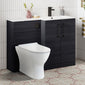 Nuie Arno L-Shaped 1100 Floor Standing Marble Stone Basin Combination Unit - Charcoal Black with Freya Toilet - welovecouk