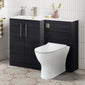 Nuie Arno L-Shaped 1100 Floor Standing Marble Stone Basin Combination Unit - Charcoal Black with Freya Toilet - welovecouk