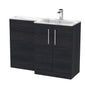 Nuie Arno Floor Standing 1100mm L Shape Combination Unit with Marble Stone Basin - Charcoal Black - welovecouk
