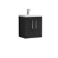 Ryker 500mm Wall Hung 2 Door Vanity & Mid Edge Basin 1 - Charcoal Black