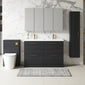 Nuie Arno 1200mm Floor Standing 4-Drawer Vanity & Double Polymarble Basin - Charcoal Black