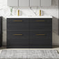 Nuie Arno 1200mm Floor Standing 4-Drawer Vanity & Double Polymarble Basin - Charcoal Black