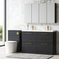 Nuie Arno 1200mm Floor Standing 4-Drawer Vanity & Double Polymarble Basin - Charcoal Black