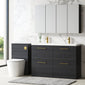 Nuie Arno 1200mm Floor Standing 4-Drawer Vanity & Double Ceramic Basin - Charcoal Black