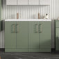 Nuie Arno 1200mm Floor Standing 4-Door Vanity & Double Ceramic Basin - Satin Green