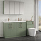 Nuie Arno 1200mm Floor Standing 4-Door Vanity & Double Ceramic Basin - Satin Green