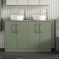 Nuie Arno 1200mm Floor Standing 4-Door Vanity & Worktop - Satin Green - welovecouk